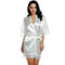 Wedding Dressing Gown - Women Short Satin Bride Robe-White-L-JadeMoghul Inc.