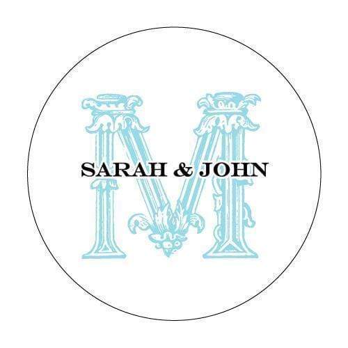 Wedding Favor Stationery Ornamental Baroque Monogram Stickers Indigo Blue (Pack of 1) Weddingstar