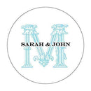 Wedding Favor Stationery Ornamental Baroque Monogram Stickers Indigo Blue (Pack of 1) Weddingstar