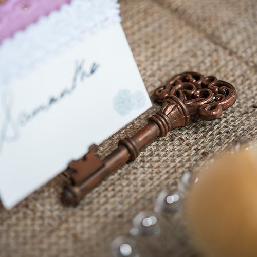 Wedding Favor Stationery Vintage Key Stationery-Place Card Holder Chocolate Brown (Pack of 8) JM Weddings