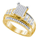 Yellow-tone Sterling Silver Women's Round Diamond Cluster Bridal Wedding Engagement Ring 5/8 Cttw