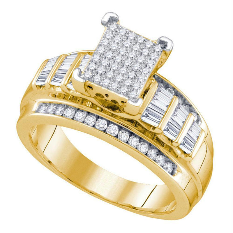 Yellow-tone Sterling Silver Women's Round Diamond Cluster Bridal Wedding Engagement Ring 5/8 Cttw