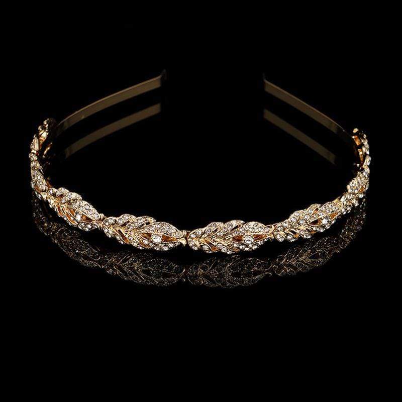 Wedding Reception Accessories New Fashion Three Color Crown Pave Crystal Leaf Design Bride Hair Hoop TIY