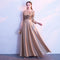 Wedding Reception Accessories Noble Lady Fashion Golden Color Long Sleeves Sequin Satin Pattern Formal Dress TIY