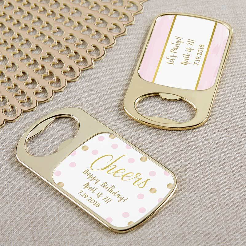 Wedding Reception Accessories Personalized Gold Bottle Opener - Birthday For Her(24 Pcs) Kate Aspen