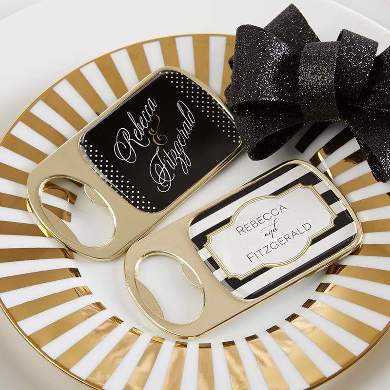 Wedding Reception Accessories Personalized Gold Bottle Opener - Classic(24 Pcs) Kate Aspen