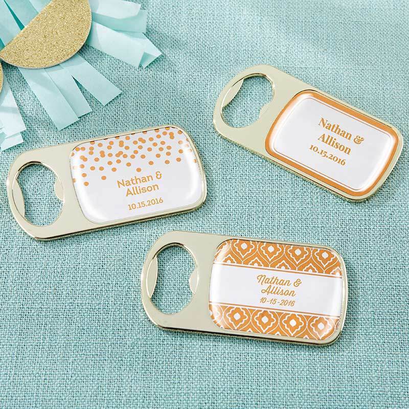 Wedding Reception Accessories Personalized Gold Bottle Opener - Copper Foil(24 Pcs) Kate Aspen