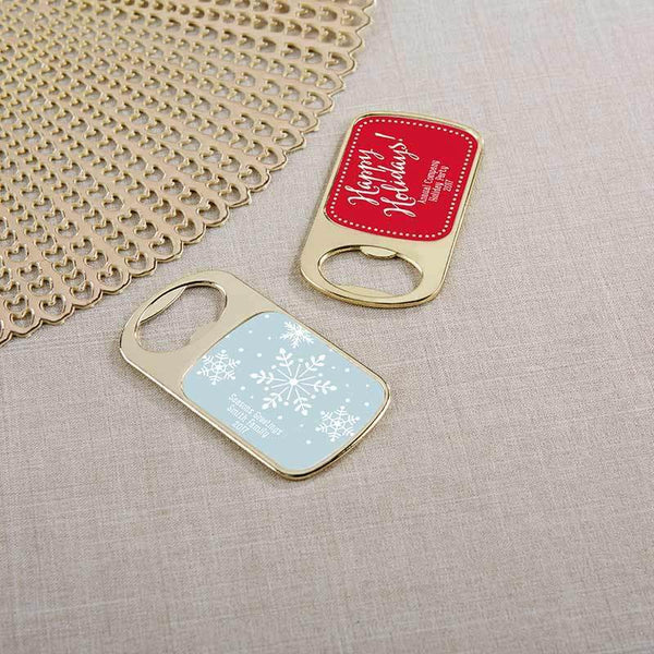 Wedding Reception Accessories Personalized Gold Bottle Opener - Holiday(24 Pcs) Kate Aspen