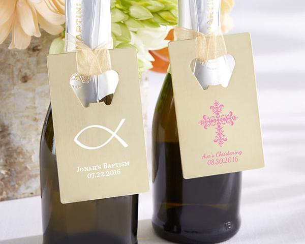 Wedding Reception Accessories Personalized Gold Credit Card Bottle Opener - Religious Kate Aspen