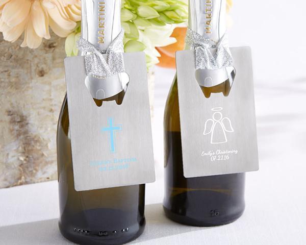 Wedding Reception Accessories Personalized Silver Credit Card Bottle Opener - Religious Kate Aspen