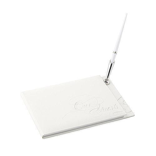 Wedding Reception Accessories Pure Elegance Special Occasion Guest Book And Pen With Blank Pages Silver (Pack of 1) Weddingstar