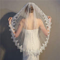 Wedding Reception Accessories Romantic Single Layer Women Good Quality Flower Lace Hemline Vintage Wedding Veil TIY