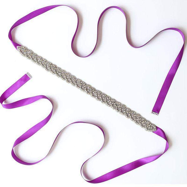 Wedding Reception Accessories Romantic Wedding Accessory Women Rhinestone Ribbon Belt TIY
