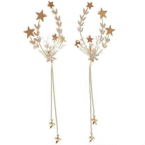 Wedding Reception Accessories Romantic Women Fashion Golden Color 2 Pcs Star Decoration Hair Jewelries TIY