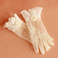 Wedding Reception Accessories See Through Falbala Flower Pearl Decorated Short Wrist Wedding Gloves TIY