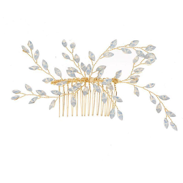 Wedding Reception Accessories Shiny Rhinestone Decoration Women Fashion Leaves Pattern Wedding Hair Comb TIY