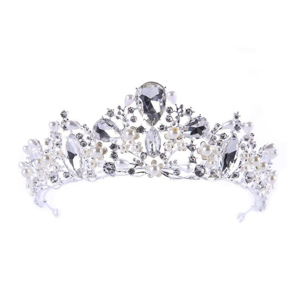 Wedding Reception Accessories Silver Color Pave Crystal And Pearl Princess Crown Bridal Hair Hoop TIY