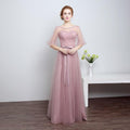 Wedding Reception Accessories Simple Cameo Color Floor Length Ribbon Sash Bridesmaid Party Dress TIY