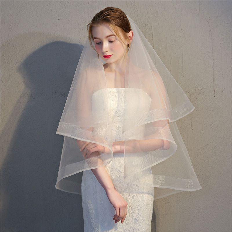 Wedding Reception Accessories Simple Design Women Double Layer Vintage Wedding Veil TIY