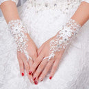 Wedding Reception Accessories Simple Elegant Fingerless Rhinestone Pearl Flowers Short Wrist Wedding Gloves TIY