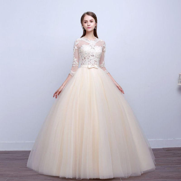 Wedding Reception Accessories Unique Backless Design Women Dreamy Lace Long Sleeves Floor Length Wedding Gown TIY