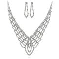 Unique Geometric Pattern Women Hollow Design Wedding Jewelry Set