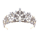 Wedding Reception Accessories Vintage Alloy Many Leaf Design Crystal Crown Bridal Hair Hoop TIY