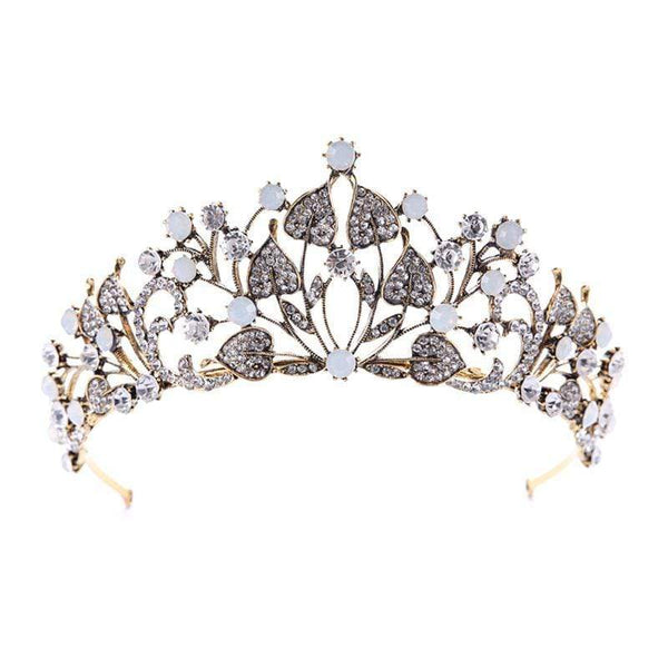 Wedding Reception Accessories Vintage Alloy Many Leaf Design Crystal Crown Bridal Hair Hoop TIY