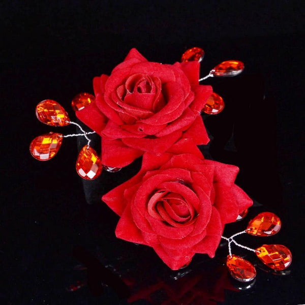 Wedding Reception Accessories Vintage Palace Style Double Roses Wedding Hair Jewelry TIY