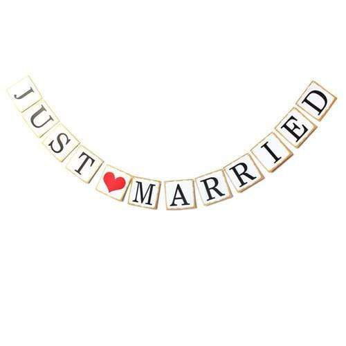 Vintage Style Just Married Printed Wedding Decoration Banner