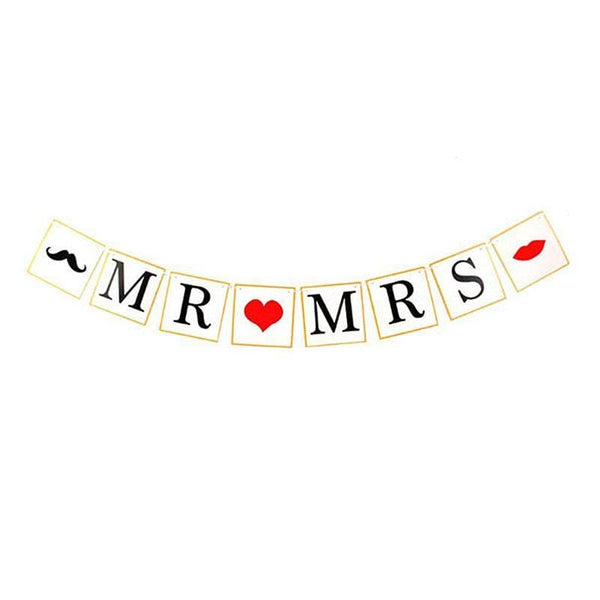 Wedding Reception Accessories Vintage Style Mr. Mrs. Printed Wedding Decoration Banner TIY