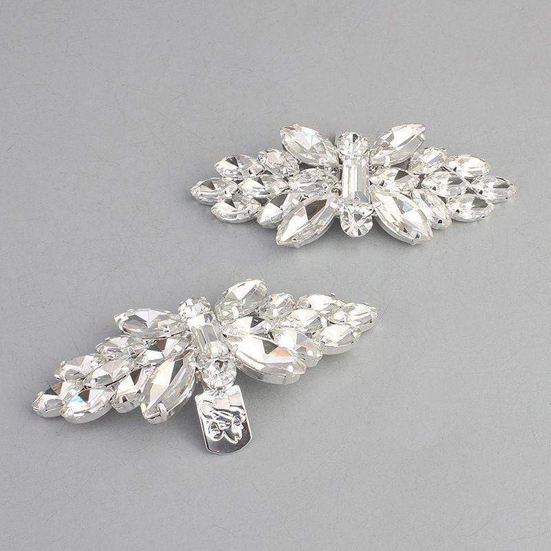 Women Wedding Jewelry Shiny Glass Crystal Design Shoe Buckles