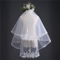 Women Wedding Medium Length Double Layer Lace Bridal Veil