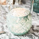 Wedding Reception Decorations Small Glass Globe Votive Holder With Reflective Lace Pattern (6) - Daiquiri Green (Pack of 6) JM Weddings