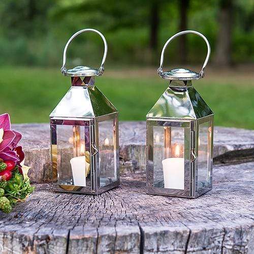 Wedding Reception Decorations Stainless Lantern with Glass Panels Silver (Pack of 1) JM Weddings