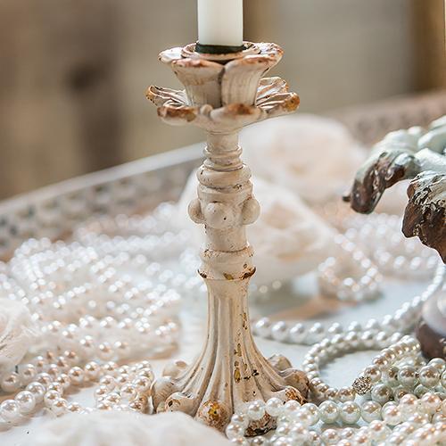 Wedding Reception Decorations Vintage Inspired Resin Taper Candle Holder Ivory (Pack of 4) JM Weddings