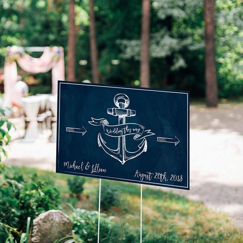 Wedding Signs Personalized Directional Sign (18x12) - Nautical Wedding Kate Aspen