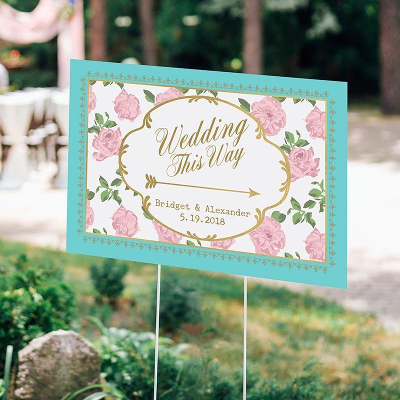 Wedding Signs Personalized Directional Sign (18x12) - Tea Time Kate Aspen