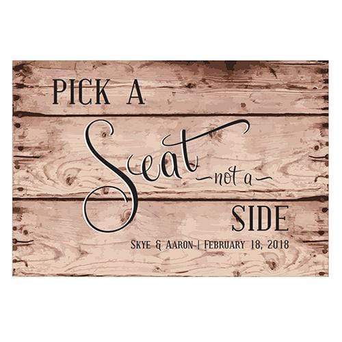 Wedding Signs Rustic Pick A Seat Directional Poster Sign Mocha Mousse (Pack of 1) JM Weddings