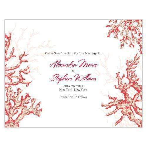 Weddingstar Reef Coral Save The Date Card Berry (Pack of 1) Weddingstar