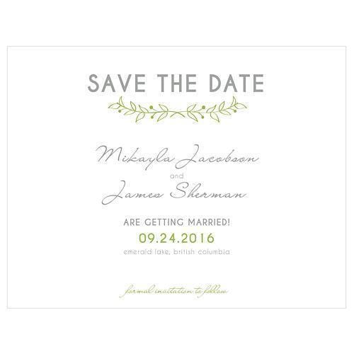 Woodland Pretty Save The Date Card Grass Green (Pack of 1)
