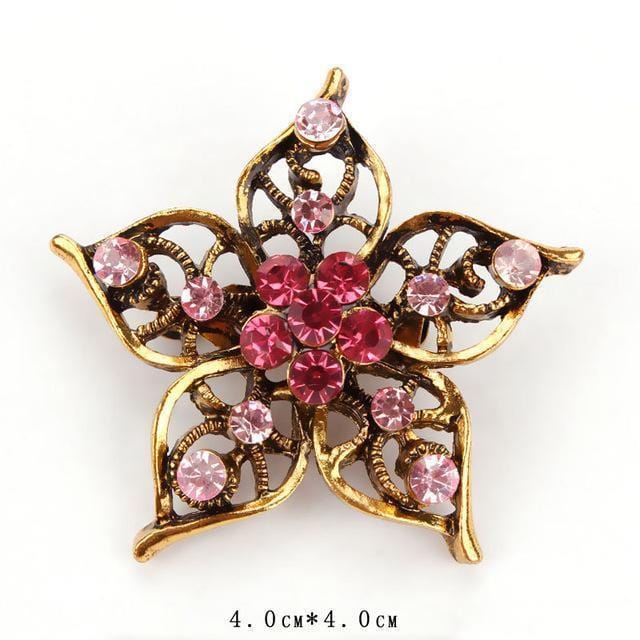 WEIMANJINGDIAN Brand Vintage Gold Color Plated Crystal Rhinestones Flower Antique Brooch Pins for Women in Assorted-5460-JadeMoghul Inc.