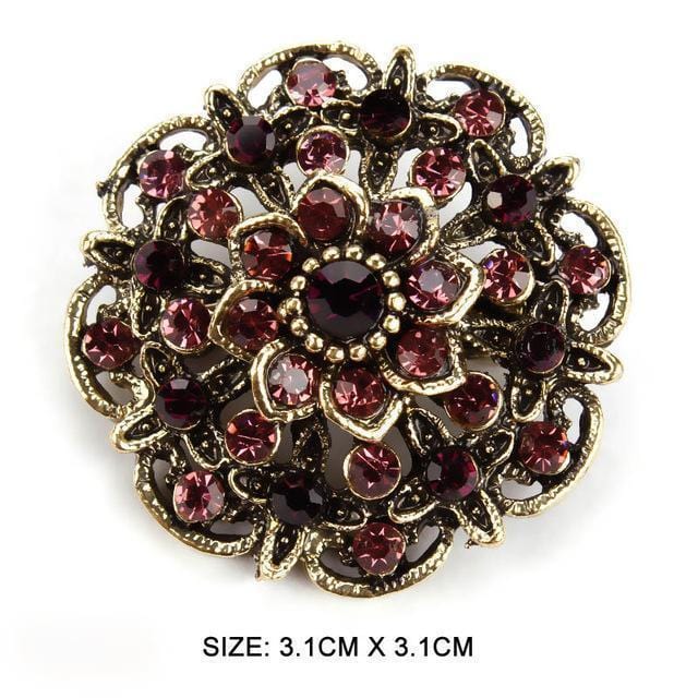 WEIMANJINGDIAN Brand Vintage Gold Color Plated Crystal Rhinestones Flower Antique Brooch Pins for Women in Assorted-631-JadeMoghul Inc.