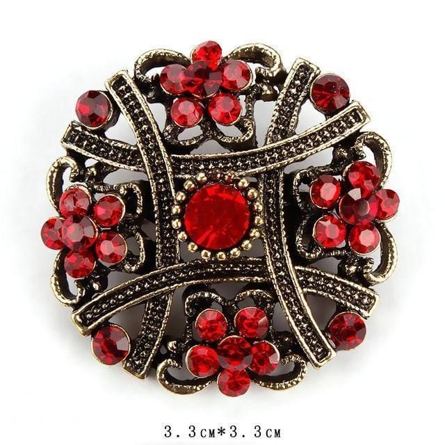 WEIMANJINGDIAN Brand Vintage Gold Color Plated Crystal Rhinestones Flower Antique Brooch Pins for Women in Assorted-636-JadeMoghul Inc.