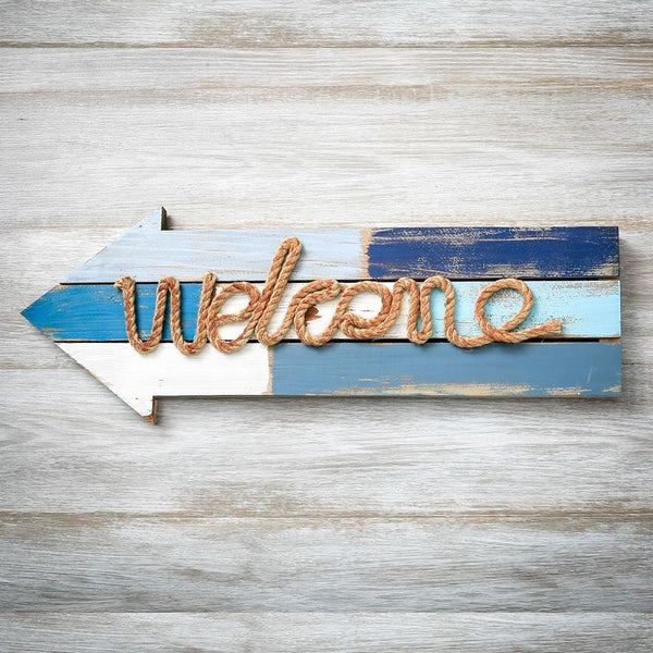 Welcome arrow wood plaque with rope from gifts by fashioncraft-Personalized Gifts for Women-JadeMoghul Inc.