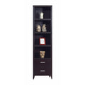 Well- Designed Media Tower With Display Shelves, Dark Brown-Media Racks and Towers-Dark Brown-Metal-JadeMoghul Inc.