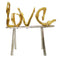 Well Designed Metal Love decor On Stand, Gold And Silver-Decorative Objects and Figurines-GOLD AND SILVER-Metal-JadeMoghul Inc.