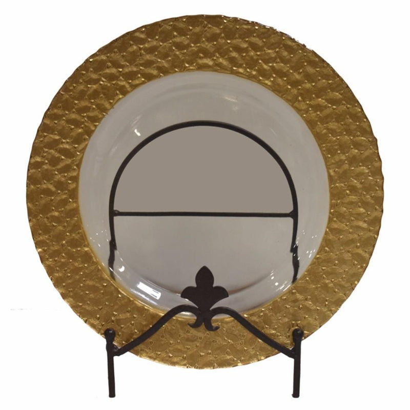 Well-designed Round Glass Charger Plate, Gold-Charger Plates-Gold-GLASS-JadeMoghul Inc.