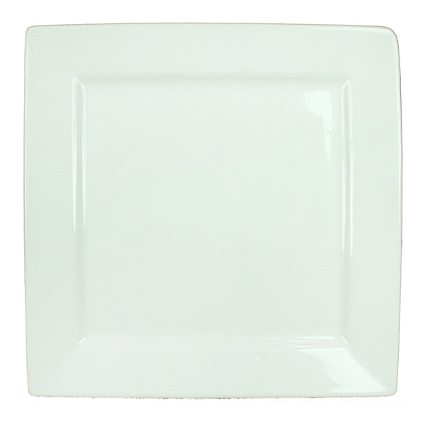Well Designed Square Shape Ceramic Plate with Curved Rims, White-Ceramic Plates-White-Ceramic-JadeMoghul Inc.