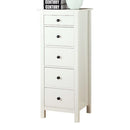 Well-designed Wooden Chest With 5 Drawers, White-Accent Chests and Cabinets-White-Wood-JadeMoghul Inc.